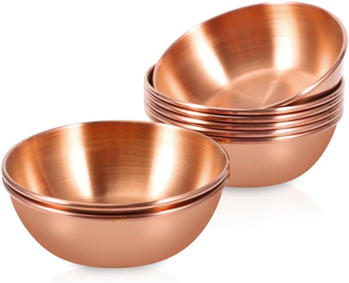8 Pack 3.5inch Stainless Steel Sauce Dishes Mini Individual Saucers Bowl Round Seasoning Dishes Sushi Dipping Bowl Appetizer Plates, Rose Gold...