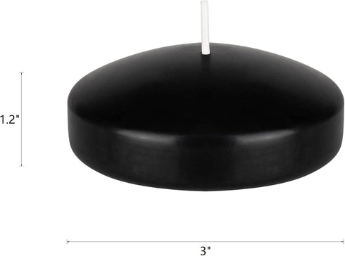 Mega Candles 12 pcs Unscented Black Floating Candles, Hand Poured Wax Candle 3 Inch Diameter, Home Décor, Wedding Receptions, Baby Showers, Birthd...