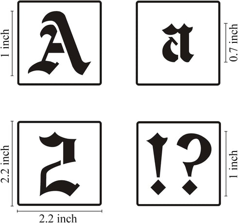 1 Inch Alphabet Letter Stencils for Painting - 70 Pack Old English Letter Stencil Templates with Numbers and Signs for Painting on Wood, Reusable ...