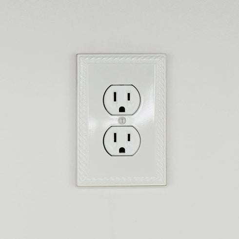 Questech Decor Single Duplex Electrical Outlet Cover Wall Plate, 1-Gang Single Switch Plate Standard Size Receptacle Cover, Decorative Rope Edge, ...