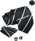 Black White Striped Ties For Men – Tie Set With Pocket Square Cufflinks Tie Clip Bar & Flower Brooch Pin For Mens (Pack of 5) (AXTS50)...