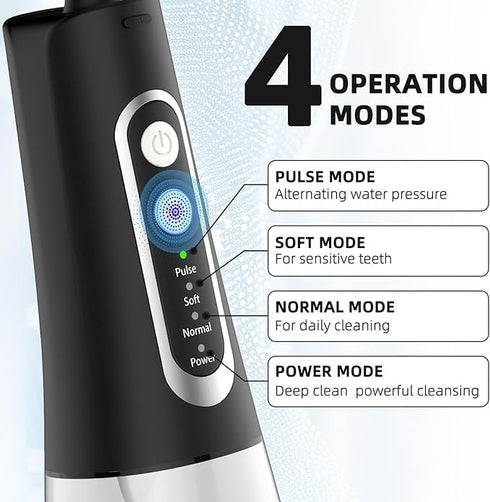 Water Flosser for Teeth Cleaner Rechargeable Oral Irrigator 4 Modes 300ML IPX7 Waterproof Powerful Battery Portable Water Dental Pick for Home Tra...