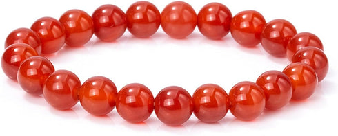 COLORFUL BLING 2Pcs Red Carnelian Crystal Stretch Bracelet Set Natural Agate Energy Chakra Beaded Gemstone for Women Couple Anxiety Relief Jewelry...