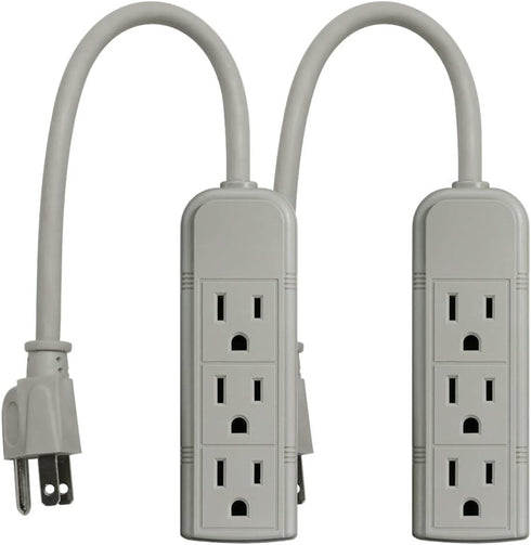 PS28U Compact Grounded 3-Outlet Power Strip, UL Listed, 1-Foot, 2-Pack...