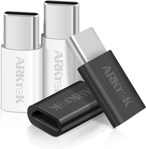 ARKTEK 4 Pack USB C Male to Micro USB Female Adapter Type C Adapter Support Data Transfer & Charging Compatible for iPhone 15/15 Pro/15 Pro Max/15...