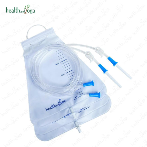 HealthAndYoga™ MovNFlo Super Economical Enema Bag Kit (2 Quart) - 2 pcs - BPA and Latex Free - Foldable and Compact - Travel Compatible for Fleet ...