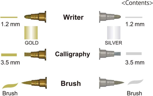 Kuretake Zig Gold and Silver pens Assortment Set, Professional Quality for Artist, Christmas Card, Brush Lettering, Illustration, Card Making, Wri...