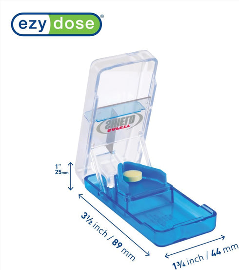 EZY DOSE Ezy Dose Pill Cutter with Safety Shield ?Safely Cut Pills and Vitamins ?Pill Splitter , Colors may vary...