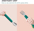 Baby Forks and Spoons Set Baby Training Utensils Self Feeding Toddler Silverware Silicone and Stainless Steel Kids and Toddler Utensil (Green Dino...