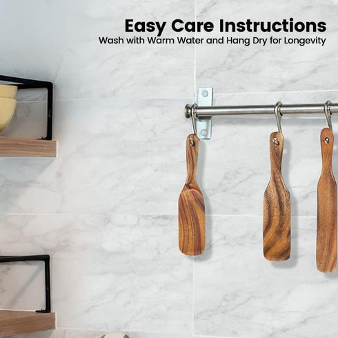 Wooden Spurtle for Cooking Starter Sourdough High Moisture Resistance Teak Wooden Spurtle for Ideal for Spreading Mixing and Reaching Bottom of Ja...