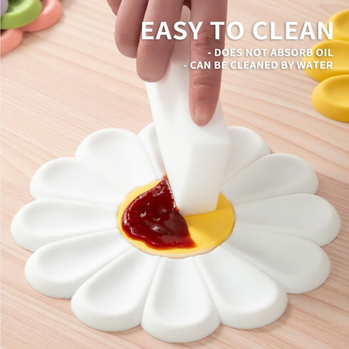 Daisy Trivet for Hot Pots and Dishes, 6.7 Inch Round Flexible Silicone Pot Holders Hot Pads, Anti-Slip Coaster, Heat Resistant Mat Multi-Use Creat...