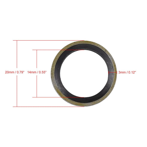 X AUTOHAUX 25pcs M14 Bronze Tone Car Engine Oil Drain Crush Flat Bonded Washer Gaskets...