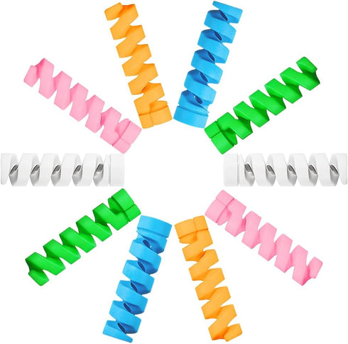 25 Pieces Charger Cable Saver, Seminer Flexible Silicone Micro USB Protector, Mouse Cable Protector Suit for All Cellphone Data Lines (White, Pink...