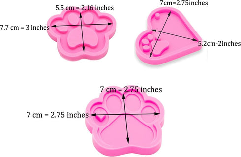 3pc Glossy Resin Silicone Paw Print Molds DIY Making Keychain, Heart with Paw Cutout Epoxy Mold with 10PC Key Ring(DY0129+DY0292+DY0404)...