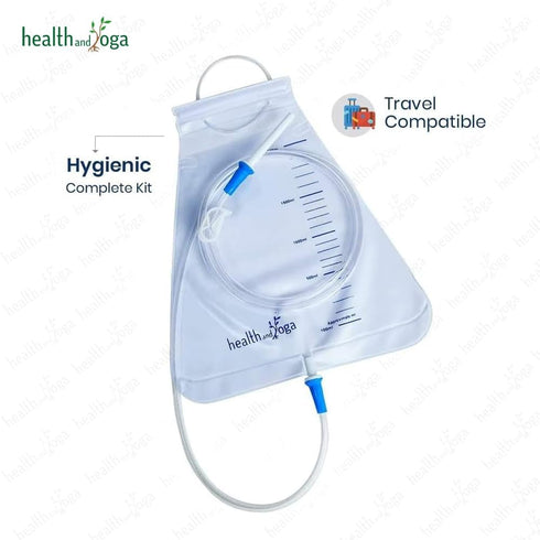 HealthAndYoga™ MovNFlo Super Economical Enema Bag Kit (2 Quart) - 2 pcs - BPA and Latex Free - Foldable and Compact - Travel Compatible for Fleet ...