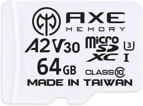AXE MEMORY 64GB Micro SD Card 4K Ultra Full HD Video Premium Speed MicroSDXC Up to 100MB/S A2 V30 UHS-I U3, with SD Adapter...