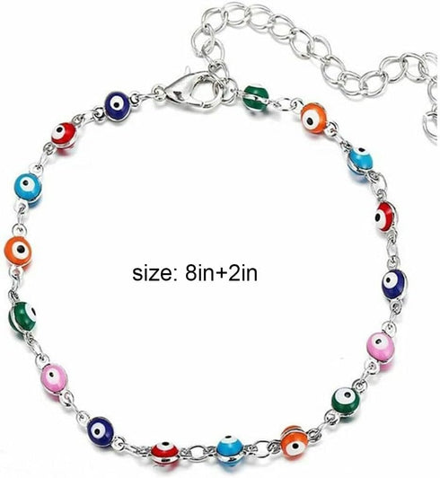Evil Eye Ankle Bracelet Silver Evil Eye Bead Anklet Beach Fashion Foot Jewelry for Women...
