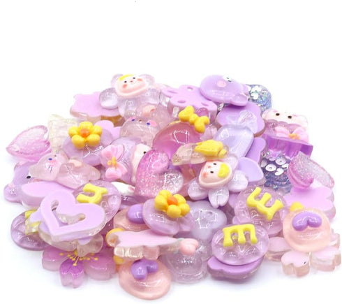 50 Pcs Random Slime Charms Bulk DIY Craft Making Resin Making Resin Flat Back Slime Making Supplies for DIY Scrapbooking Crafts (Purple)...