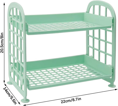 Desktop Rack Cosmetic Stationery Storage Holder, 2-Tier Multifunctional Plastic Shelf Makeup Organizer for Skincare Office Kitchen Bedroom Bathroo...