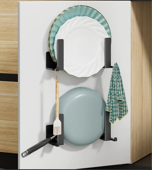 Wall-mounted Pot Lid Rack,Cutting Board Shelf,Self-adhesive Carbon Steel Pot Cover Storage Rack,2 Sets...