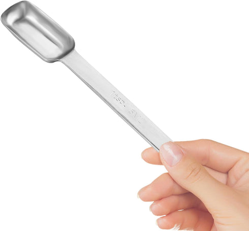 Sibba Teaspoon Long Handle Measuring Spoons Stainless Steel Metal Scoop Individual Spoons Measure Tools Portable Scales Scoop Tablespoon for Coffe...
