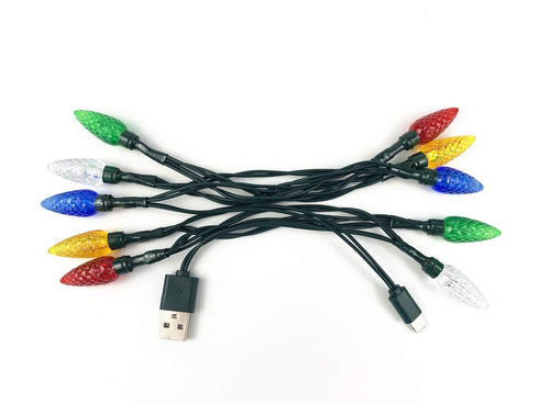 2 Pack KBG LED Christmas Lights Charging Cable, USB Charger Cord Multicolor 10LED 50inch Compatible with Phone 5,5s,6,6plus,6s,6s Plus,7,7plus,8,8...
