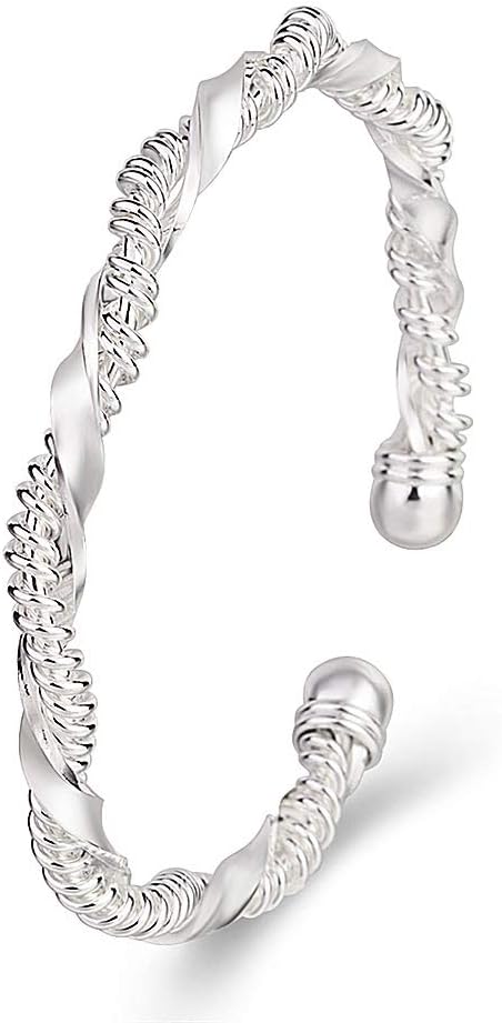 Sterling Silver Bangle Bracelets for Women,Fashion Jewelry Simple Adjustable 925 Silver Cuff Bangles for Women Mom Wife Valentine Mothers Day Gift...