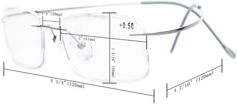 Eyekepper Titanium Rimless Reading Glasses Readers Men Women Gunmetal +0.00...