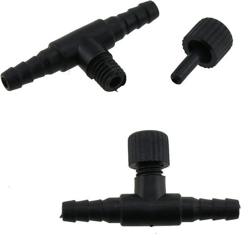 T Shaped Control Valve ZZHXSM 10PCS Black Plastic Aquarium 2 Way Air Line Regulator Connector for Fish Tank Pump with 4mm Air Tube...
