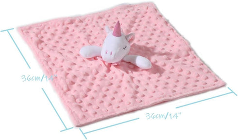 CREVENT Cozy Plush Baby Security Blanket Loveys for Baby Girls, Minky Dot Front + Sherpa Backing with Animal Face (Pink Unicorn)...