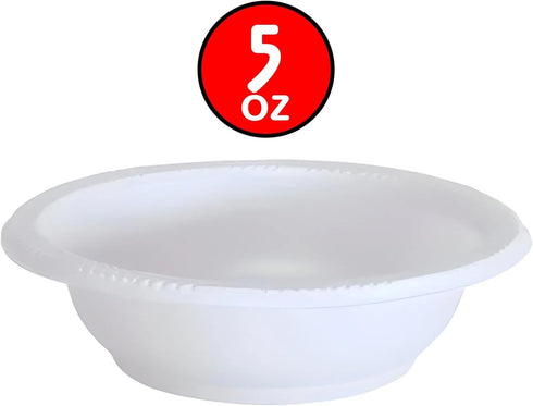 Party Dimensions Premium Heavy Weight Dessert Perfect White Excellent Small Plastic Disposable For Party Catering Supplies, 100 Pcs, 5 oz. Bowl...