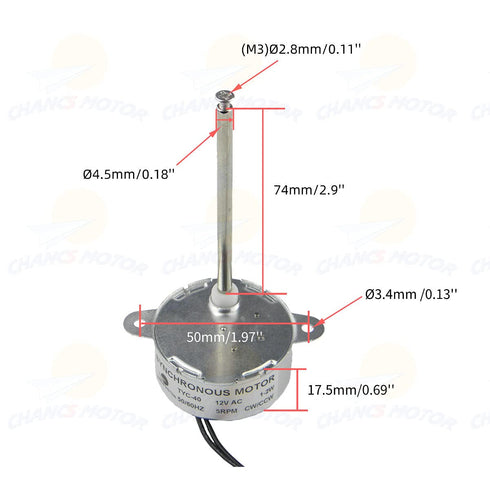 CHANCS Small Synchronous Motor TYC-40 12V 5RPM AC Inner-Shaft Length 74mm for Christmas Santa Halloween Decoration 2PCS...