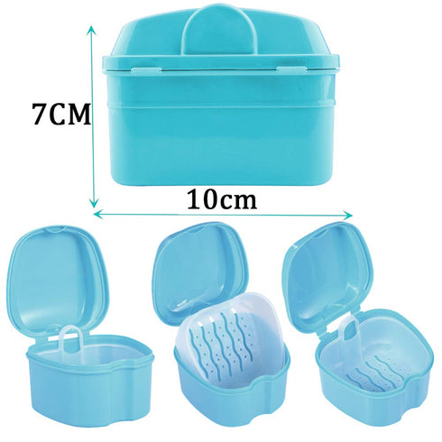 Denture Bath Box Cup, Complete Clean Care for Dentures, Clear Braces, Mouth Guard, Night Guard & Retainers,Traveling (Blue & Purple)...
