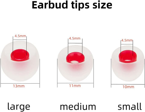 Earbuds Replacement Tips Silicone Earbud Tips Earpads Replacement Silicone Replacement Earbuds Tips for Bluetooth Earphones (Fit in Inner Hole 4.5...