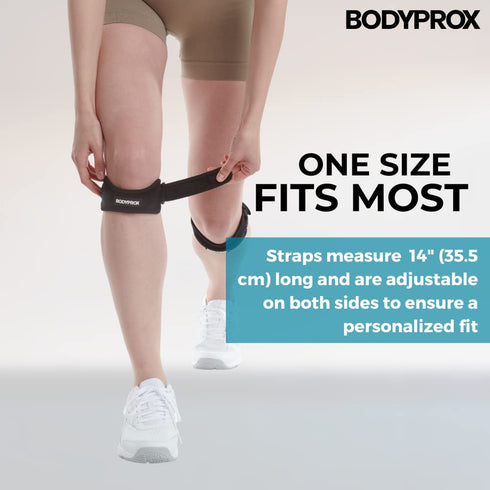 Bodyprox Patella Tendon Knee Strap 2 Pack, Knee Pain Relief Support Brace Hiking, Soccer, Basketball, Running, Jumpers Knee, Tennis, Tendonitis, V...
