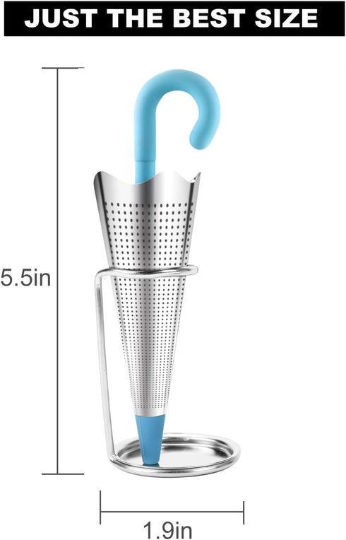 Numola 2Pcs Reusable Umbrella Tea Infuser with Drip Tray for Tea Cups, Mugs and Teapots, Stainless Steel Fine Mesh Tea Strainer with Silicone Lid ...