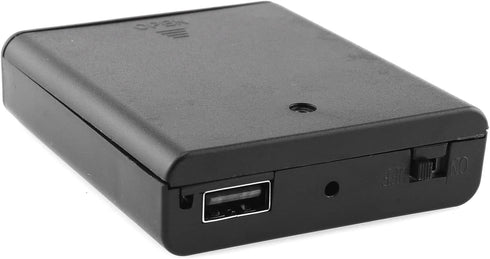 DGZZI 4xAA Battery Box 4 Slots AA Black Battery Storage Cases with Cover ON/Off Switch and USB Female Socket Battery Holder...