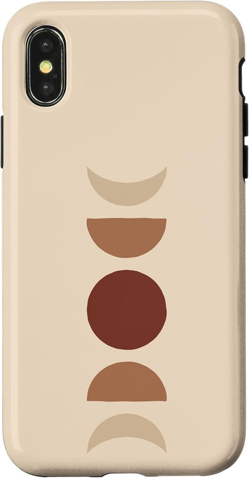 iPhone X/XS Phases of Moon Boho Beige Rust Red Burnt Orange Case...