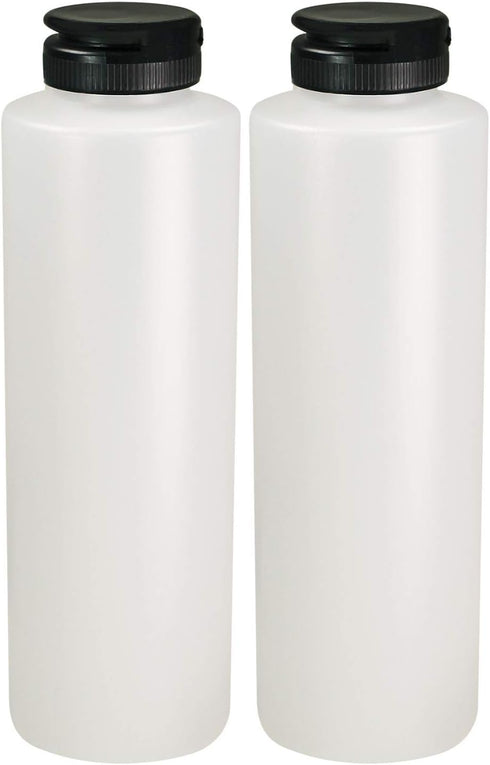 Pinnacle Mercantile Condiment Squeeze Bottles with Flip Top Hinged Black Cap 16 oz Set of 2 (Perfect for Condiments, Sauces, Dressings, BBQ, Ketch...