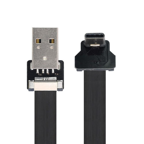 xiwai 2.0M Up Down Angled USB 2.0 Type-A Male to USB-C Type-C Male Data Flat Slim FPC Cable for FPV & Disk & Phone...