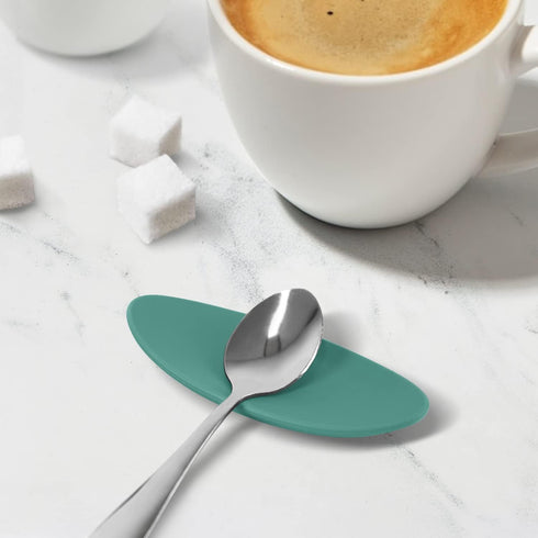 Carrotez Small Silicone Coffee Spoon Rest 2 pcs (0.2" x 1.6" x 3.74"), Spoon Holder Flexible almond-Shaped for Next to Coffee Maker - Kitchen Uten...