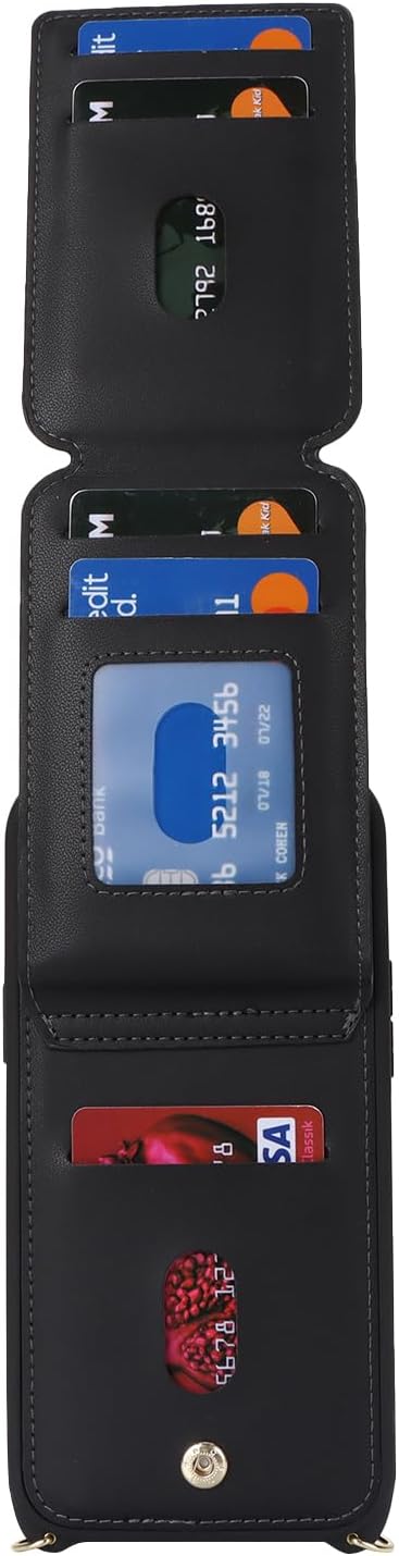 iPhone 12 pro max Case with Card Holder for Women, iPhone 12 pro max Phone Case Wallet with Strap Credit Card Slots Crossbody with Kickstand Zippe...