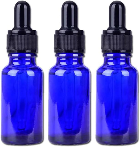 AKOAK 30ml Blue Glass Bottle with Dropper - for Essential Oils or Laboratory Chemicals, Pack of 3...