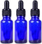 AKOAK 30ml Blue Glass Bottle with Dropper - for Essential Oils or Laboratory Chemicals, Pack of 3...