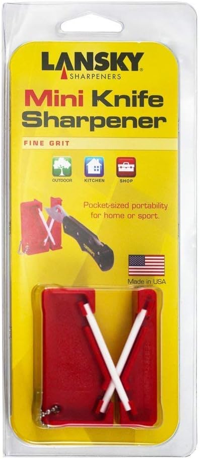 Lansky Mini Crock Sticks Knife Sharpener, Portable Keychain Blade Sharpener Tool, Ceramic Honing Rod for Knives - LCKEY...
