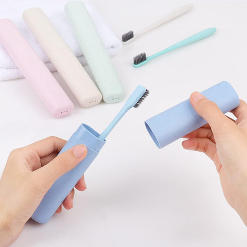 4 Pack Travel Toothbrush Case Portable Toothbrush Carrier Case Plastic Toothbrush Storage Case Cover Toothbrush Cup Container for Traveling, Campi...