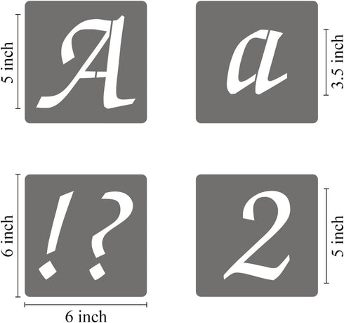 5 Inch Alphabet Letter Stencils - 70 Pack Letter Number Stencil Templates with Signs for Painting on Wood, Reusable Calligraphy Letters Stencils f...