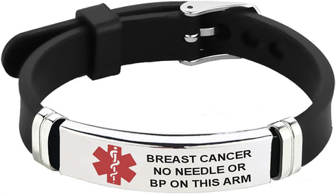 Red Medical Alert ID Bracelet for Women Men's Emergency First Aid Health Alert Laser Engraved Satinless Steel Adjustable Silicone Wristband Bracel...