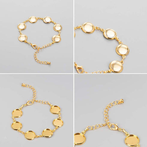 PH PandaHall 10pcs Adjustable Bracelet Chain, 12mm Bracelet Bezel Settings for Jewelry Making with 6 Tray Blank, 60pcs 12mm Clear Glass Cabochons ...