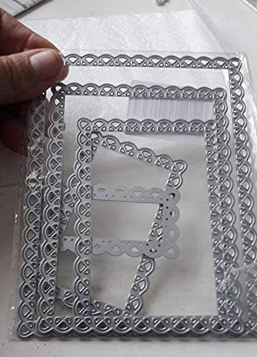 Nested Stitched Scallop Rectangle Frame Cutting Dies,DIY Scrapbooking Artist Metal Cutting Dies Stencils DIY Etched Dies Craft Paper Card Making S...